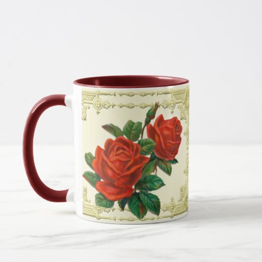 Victoriaans Red Roses Golden Lijst Coffee Mok (Links)