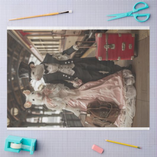 Victoriaans Reizende Muizen Decoupage Tissuepapier (Craft)