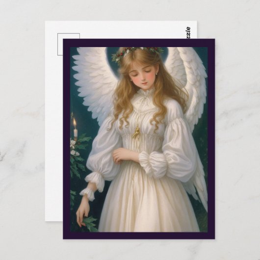 Victoriaans  Retro Christmas Angel Briefkaart (Voorkant / Achterkant)