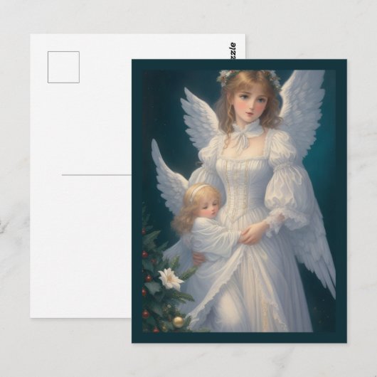 Victoriaans  Retro Christmas Angel Briefkaart (Voorkant / Achterkant)
