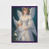 Victoriaans  Retro Christmas Angel Feestdagen Kaart (Voorkant)