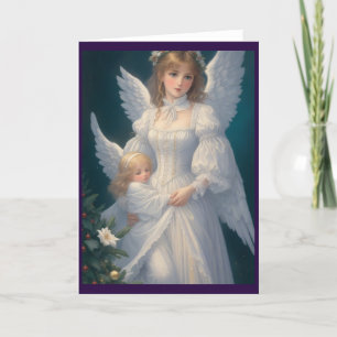 Victoriaans  Retro Christmas Angel Feestdagen Kaart