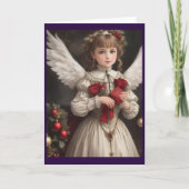 Victoriaans  Retro Christmas Angel Feestdagen Kaart (Voorkant)