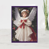 Victoriaans  Retro Christmas Angel Feestdagen Kaart (Voorkant)