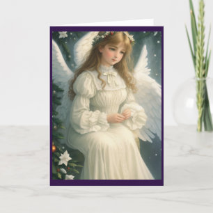Victoriaans  Retro Christmas Angel Feestdagen Kaart