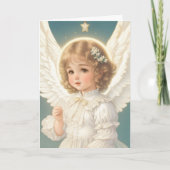 Victoriaans  Retro Christmas Angel Holiday Kaart (Voorkant)