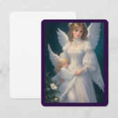 Victoriaans  Retro Christmas Angel Notitiekaartje (Voorkant / Achterkant)