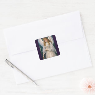 Victoriaans  Retro Christmas Angel Vierkante Sticker