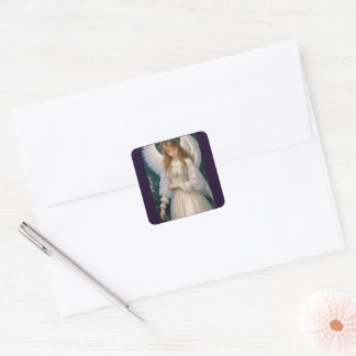 Victoriaans Retro Christmas Angel Vierkante Sticker