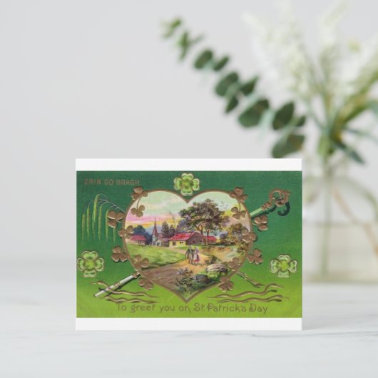 Victoriaans  Retro Ierse St. Patrick's Day Briefkaart (Staand voorkant)