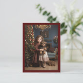 Victoriaans  Retro Kerst Briefkaart (Staand voorkant)