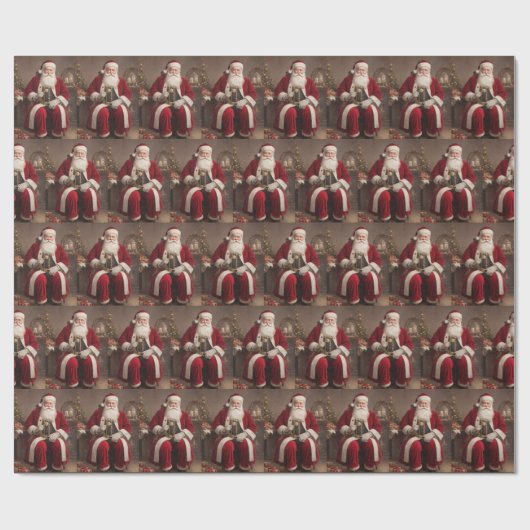 Victoriaans Retro Kerst Cadeaupapier (Vlak)