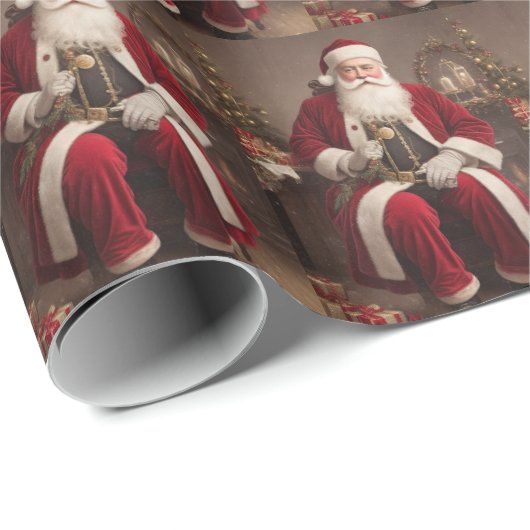 Victoriaans  Retro Kerst Cadeaupapier (Rol Hoek)