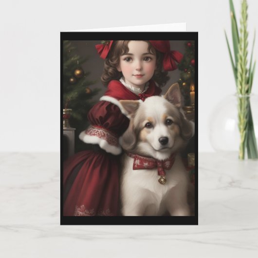 Victoriaans Retro Kerst Feestdagen Kaart (Voorkant)