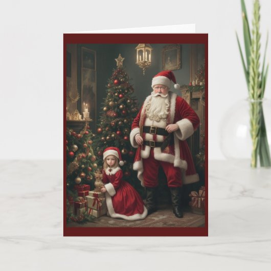 Victoriaans  Retro Kerst Feestdagen Kaart (Voorkant)