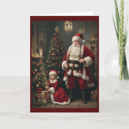 Victoriaans  Retro Kerst Feestdagen Kaart