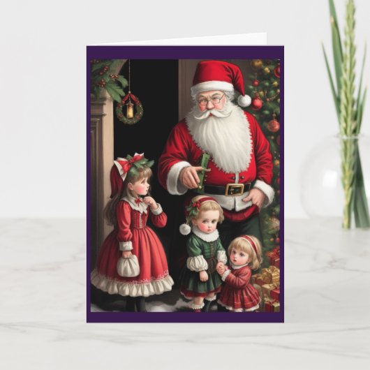 Victoriaans  Retro Kerst Feestdagen Kaart (Voorkant)