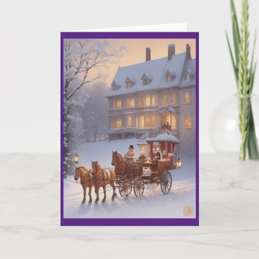 Victoriaans  Retro Kerst Feestdagen Kaart (Voorkant)