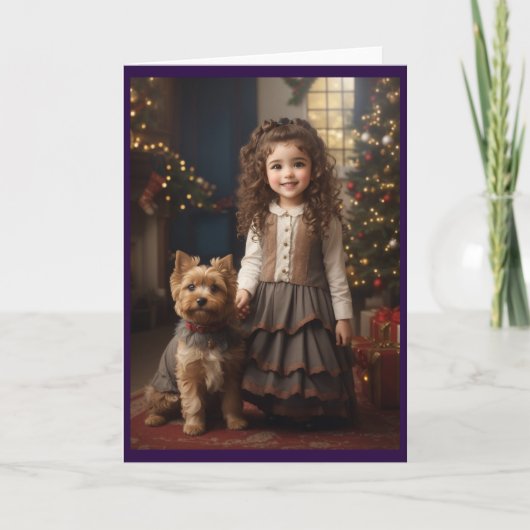 Victoriaans  Retro Kerst Feestdagen Kaart (Voorkant)