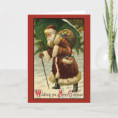 Victoriaans  Retro Kerst Kaart (Voorkant)