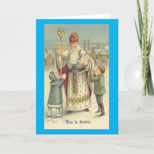 Victoriaans  Retro Kerst St Nicholas Feestdagen Kaart (Voorkant)