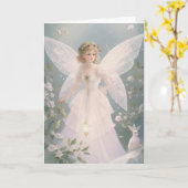  Victoriaans Retro Kerstfee Vakantie Kaart (Gele Bloem)