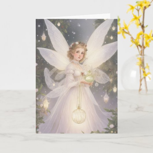  Victoriaans Retro Kerstfee Vakantie Kaart (Gele Bloem)