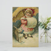 Victoriaans Retrokinderen en kerstmis Briefpapier (Staand voorkant)