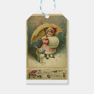 Victoriaans  Retrokinderen en kerstmis Cadeaulabel