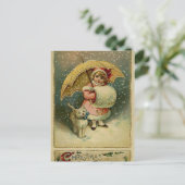 Victoriaans  Retrokinderen en kerstmis Feestdagenkaart (Staand voorkant)