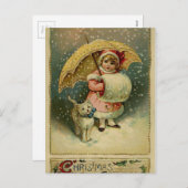 Victoriaans  Retrokinderen en kerstmis Feestdagenkaart (Voorkant / Achterkant)