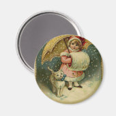 Victoriaans  Retrokinderen en kerstmis Magneet (Voorkant / Achterkant)