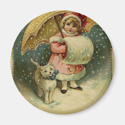 Victoriaans  Retrokinderen en kerstmis Magneet (Voorkant)