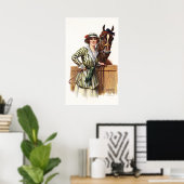VICTORIAANS RIDER EN HORSE: Poster met fijne kunst (Thuiskantoor)