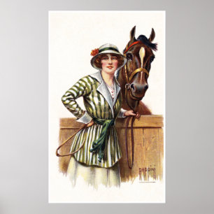 VICTORIAANS RIDER EN HORSE: Poster met fijne kunst