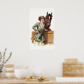 VICTORIAANS RIDER EN HORSE: Poster met fijne kunst (Keuken)
