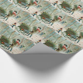 , Victoriaans, ritueel, kerstmis, patroon, meisje Cadeaupapier (Hoek)