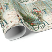 , Victoriaans, ritueel, kerstmis, patroon, meisje Cadeaupapier (Rol Hoek)