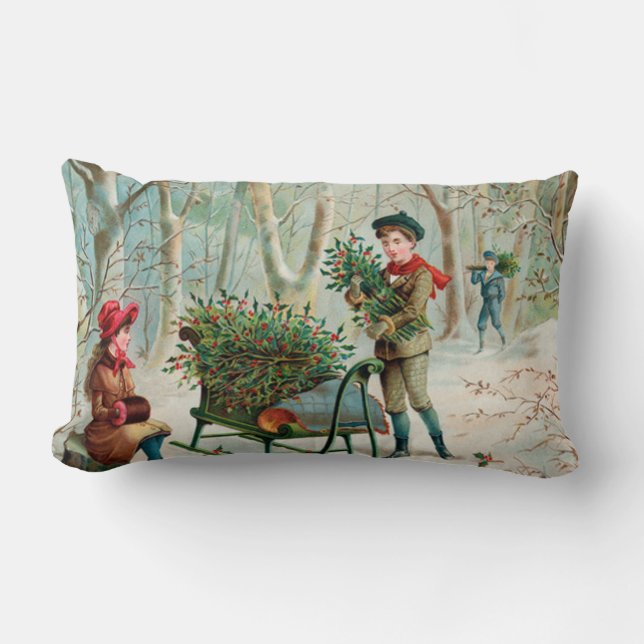 , Victoriaans, ritueel, kerstmis, patroon, meisje  Kussen (Voorkant)