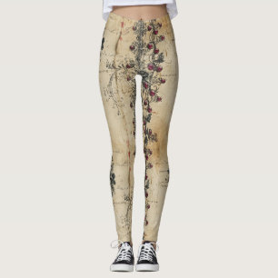 Victoriaans robijn kant gotisch patroon (2) leggings