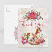 Victoriaans Rocking Horse Christmas Bedankt Briefkaart (Voorkant / Achterkant)