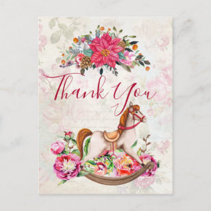 Victoriaans Rocking Horse Christmas Bedankt Briefkaart