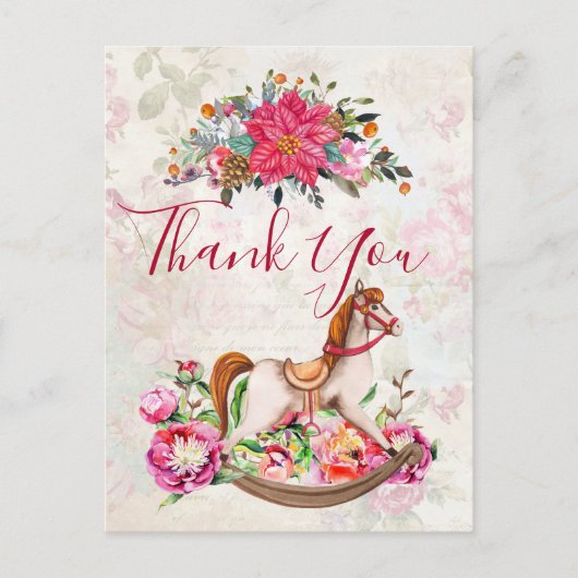 Victoriaans Rocking Horse Christmas Bedankt Briefkaart (Voorkant)