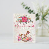 Victoriaans Rocking Horse en Poinsettia Kerstmis Briefkaart (Staand voorkant)