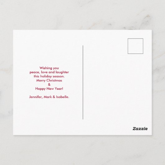 Victoriaans Rocking Horse en Poinsettia Kerstmis Briefkaart (Achterkant)