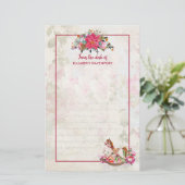 Victoriaans Rocking Horse en Poinsettia Kerstmis Briefpapier (Staand voorkant)