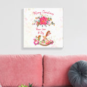 Victoriaans Rocking Horse en Poinsettia Kerstmis Canvas Afdruk (Insitu (Woonkamer))