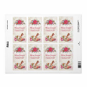 Victoriaans Rocking Horse en Poinsettia Kerstmis Etiket (Full Sheet)