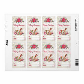 Victoriaans Rocking Horse en Poinsettia Kerstmis Etiket (Full Sheet)