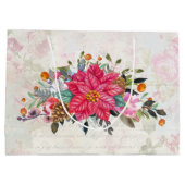 Victoriaans Rocking Horse en Poinsettia Kerstmis Groot Cadeauzakje (Achterkant)